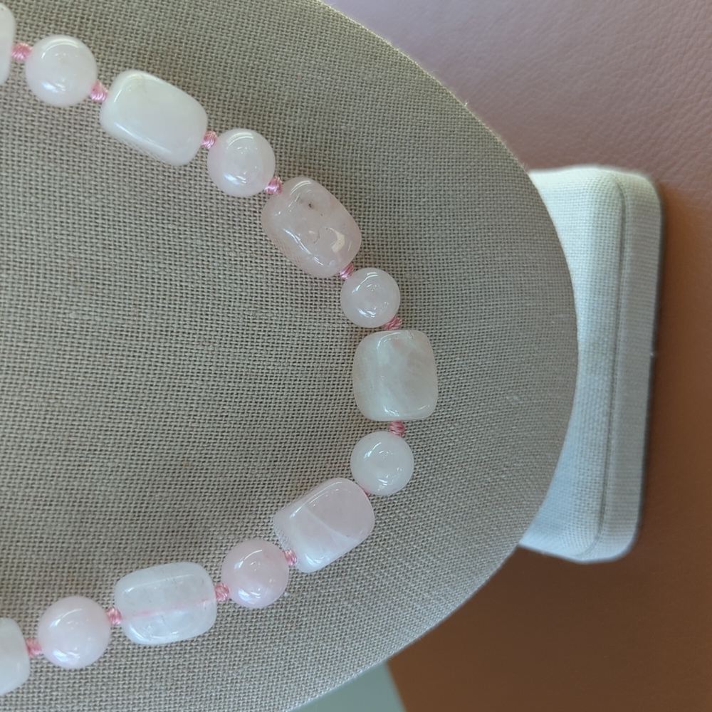 Pink Rose Quartz Necklace 22" - Picture 3 of 5